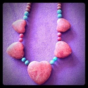 Jay King Heart Coral Turquoise Necklace